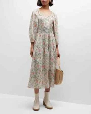 The GREAT Moonstone Lightweight Romantic Boho Cotton Floral Midi Dress Nwt 0/XS