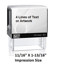 2000 COLOP Printer 30 - Self-Inking Stamp - 4 Lines of Text - Size 3/4" X 1-7/8"