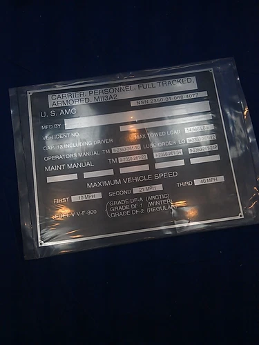 M113 DATA PLATE F35-2