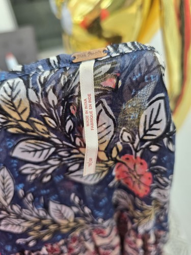 Maxi Vestido Free People Estelle Talla S Gasa Floral Azul DEFECTOS - Imagen 9 de 16