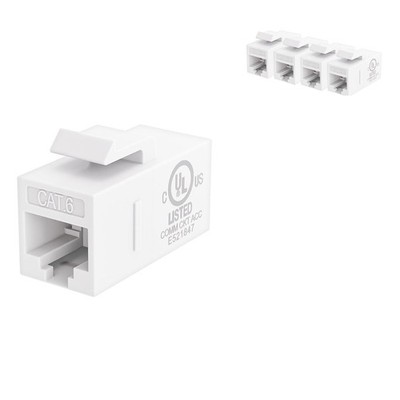 RJ45 CAT6 Keystone Coupler F/F Insert, UTP Keystone white UL listed 5pc