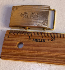 Vintage Engraved 14 KT plated on Brass? Tension Slide Belt Buckle Stamped 585