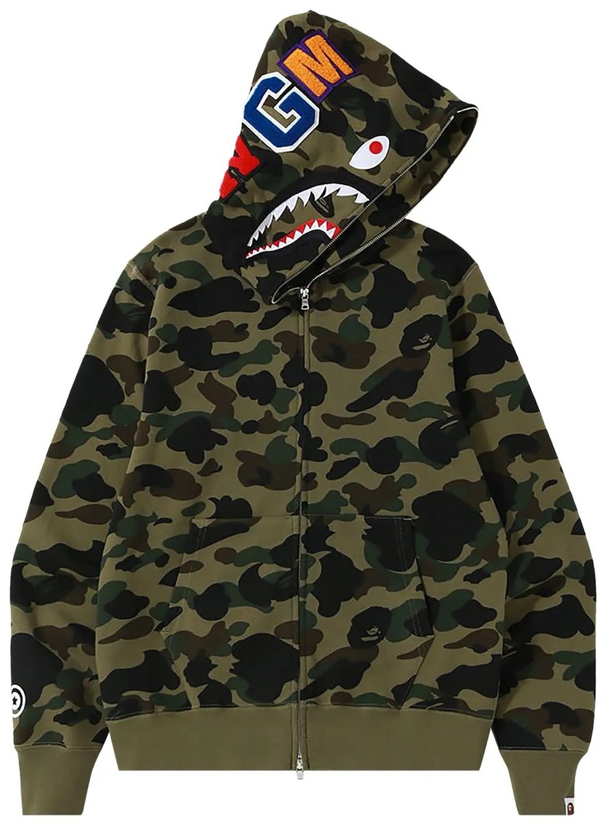 BAPE 1st Camo Shark Full Zip Green' Size Adult Large Rare 100