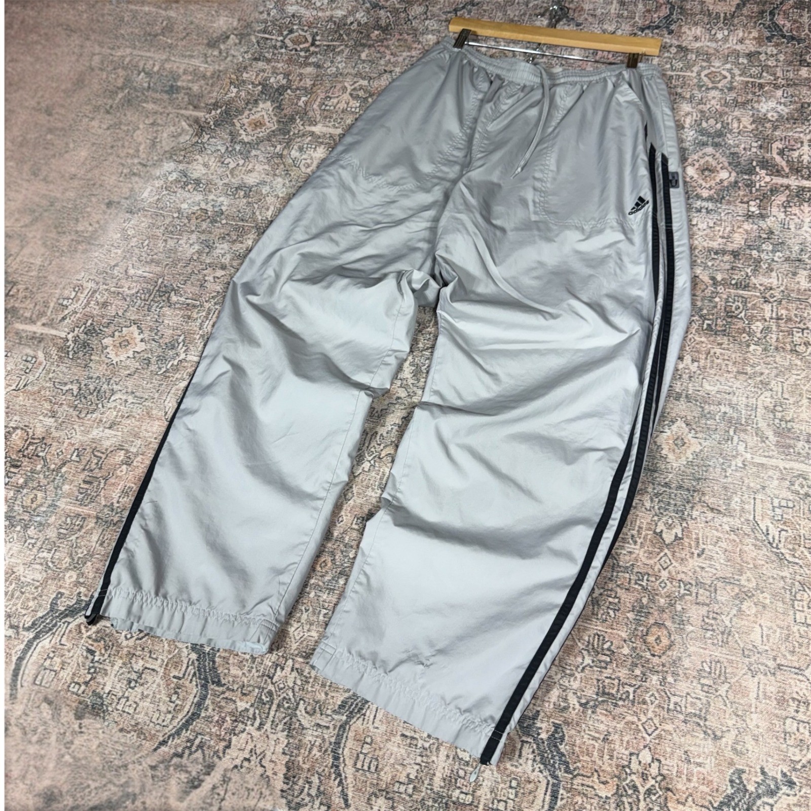 2000s Adidas Climaproof Track Pants Silver Grey Mens XL Y2K  Windbreaker Pants
