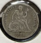 1884 Seated Liberty Dime Nice Original VF CHRC