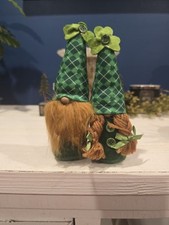 New 7" Green St. Patrick's Pair Of Gnomes With Weighted Bottom