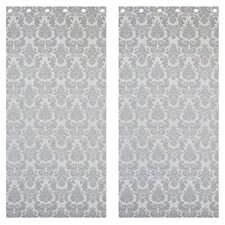 Image of Catherine Lansfield Damask Jacquard Embellished Lined Eyelet Curtains