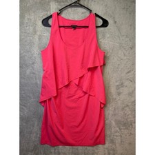 Ann Taylor Dress Womens 6 Layered Ruffle Sheath Pink Sleeveless EUC