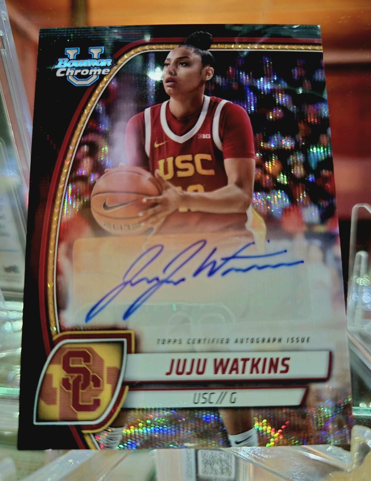 2024-25 Bowman University Chrome Juju Watkins Auto Black Wave Refractor #37