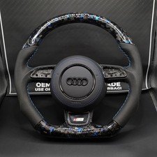 Audi A1 A6 A7 A8 S6 S7 S8 Carbon Fibre Flat Bottom Steering Wheel - OEM BASE UK