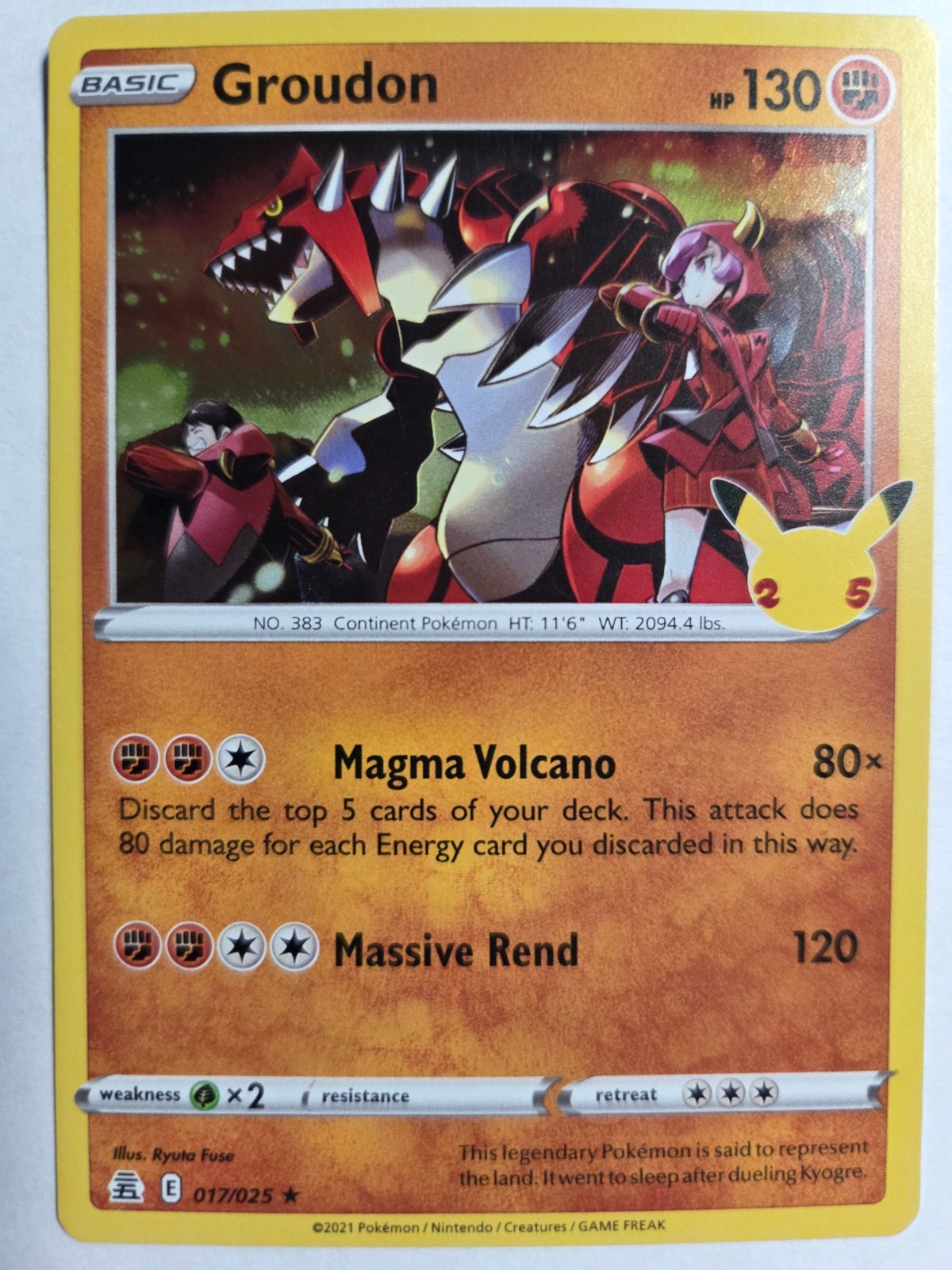 2021 Sword & Shield - Celebrations Groudon #17 Basic/Rare Holo