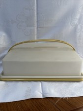 Large Tupperware Rectangle Cake Keeper Carrier Harvest Gold With Handle 622-7