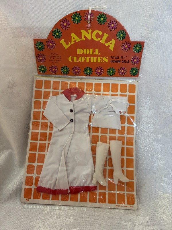 Vintage lancia doll Clothes Barbie Clone Outfit Knee High Boots Trench Coat