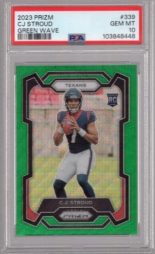 C.J. STROUD 2023 PANINI PRIZM GREEN WAVE PRIZM RC #339 PSA 10 GEM MINT *TEXANS*
