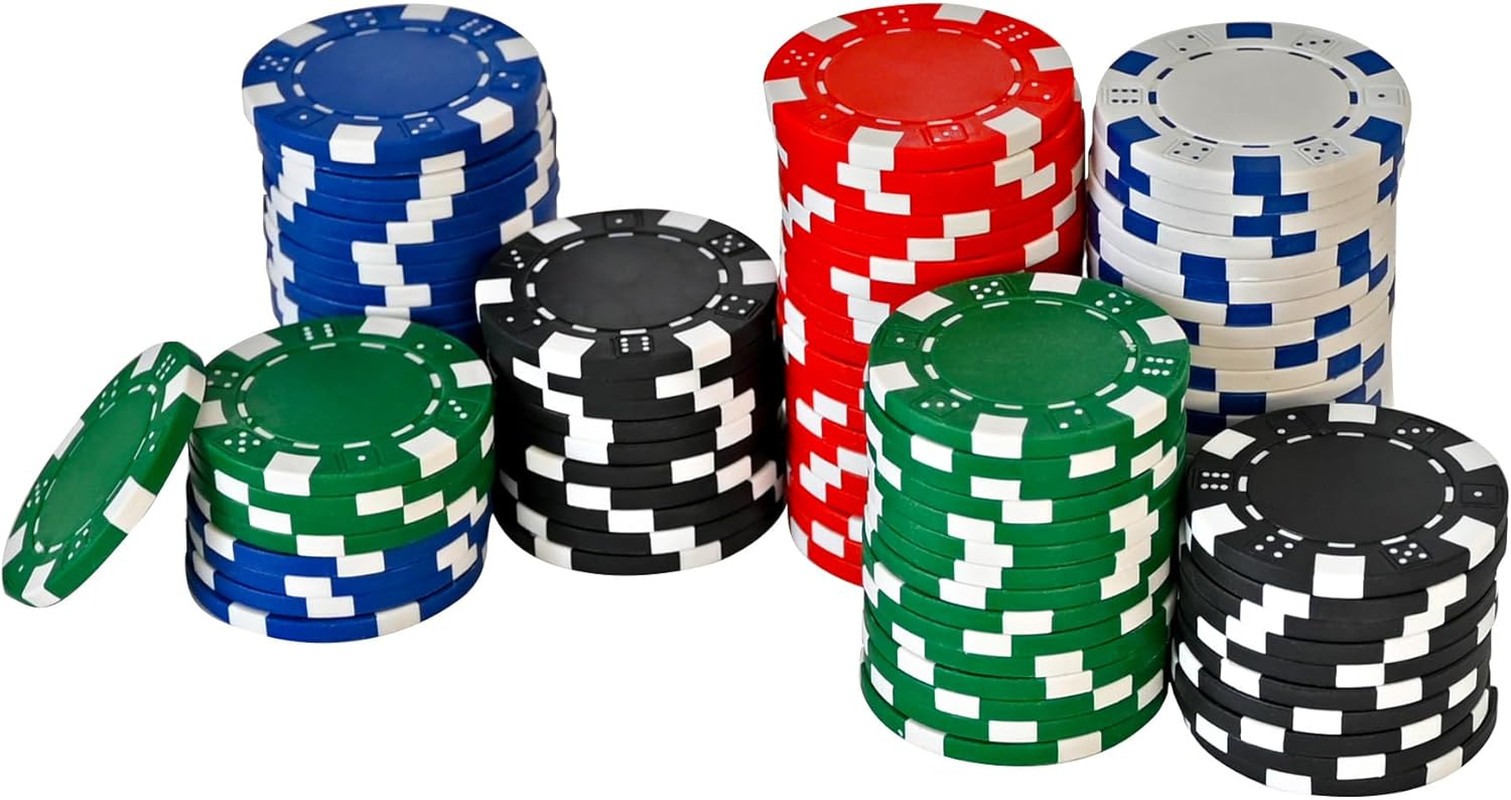 Sunny Days Entertainment Elbow Room Games 100-Piece Poker Chip Set with Tray – C