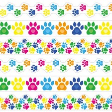 60 Pack Paw Print Bulletin Board Borders 65ft Colorful Dog Paw Theme Animal P...