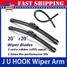 20"+20" OEM Quality Beam Windshield Wiper Blades + Extra Refills (Set of 2)