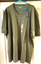 Tommy Hilfiger Men's Size XXL Tagless Henely 3 Button Shirt Olive Green NWT's