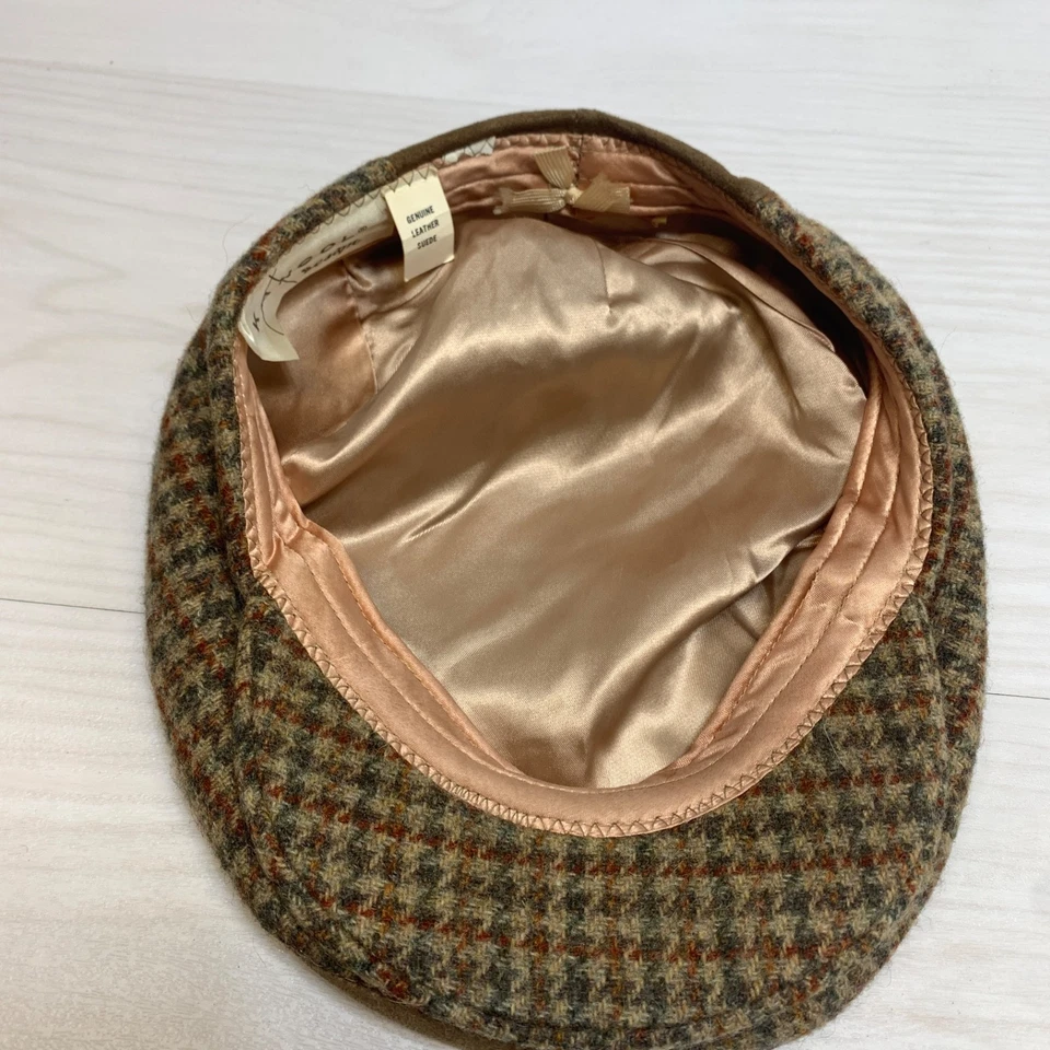 Chapéu xadrez vintage design Kangol vintage jornaleiro cabbie bronzeado - Imagem 4 de 4