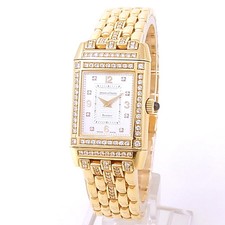 Jaeger-LeCoultre Reverso 18k Yellow Gold Diamonds Silver Ladies Watch 267.1.86
