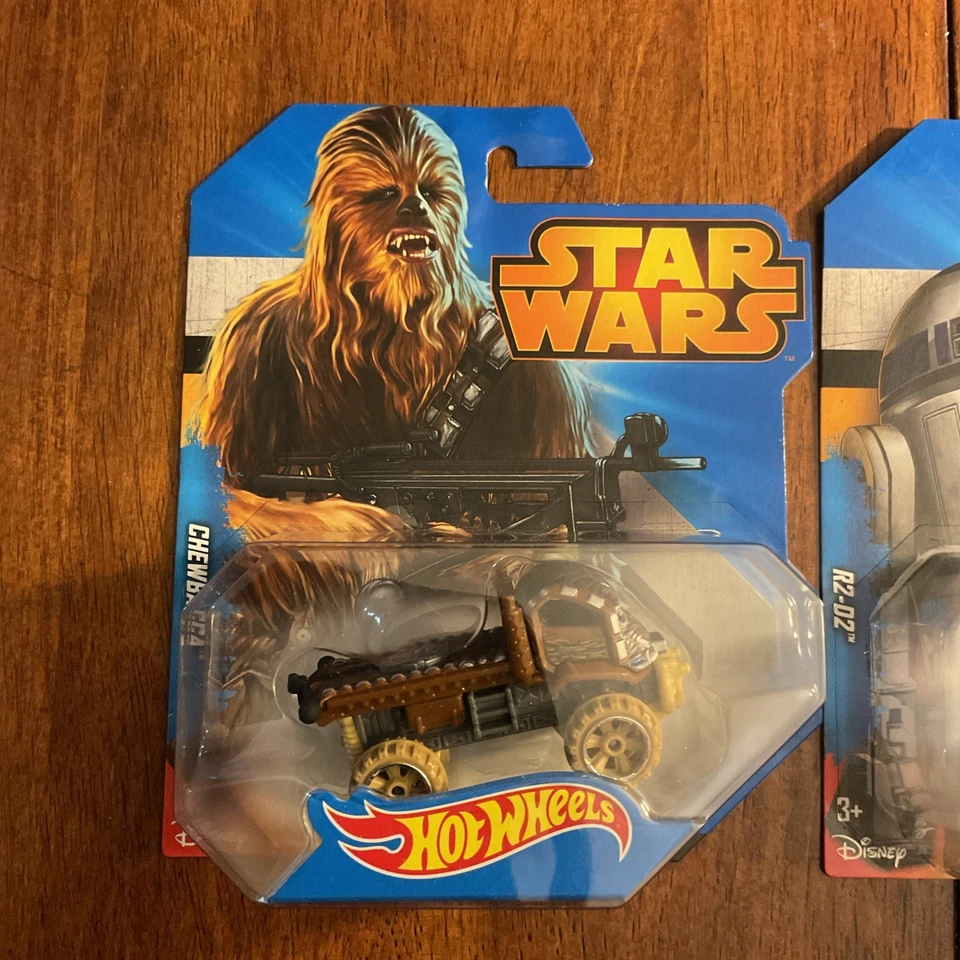 2014 DISNEY HOT WHEELS STAR WARS CHARACTER CARS CHEWBACCA, R2-D2 - Image 2 of 4