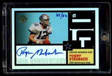 2005 Topps 50th Anniversary Team Roger Staubach On Card Refractor Auto /50 HOF