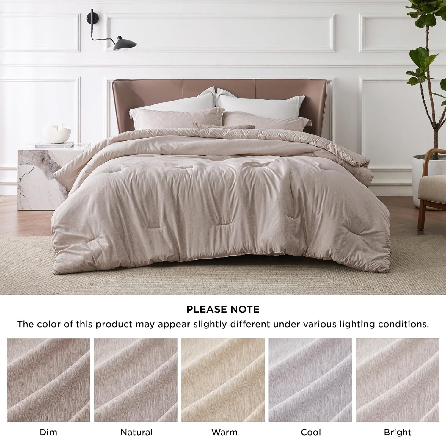 Bedsure California King Comforter Set 3PC, Warm Taupe, All Seasons, 104"x96"