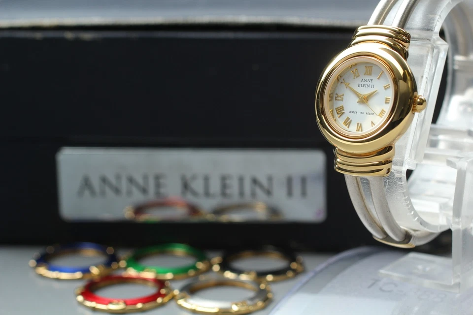 完好/全套* Anne Klein II 10/6035 变形表圈石英女士手表带盒 — 第 2/4 张图片