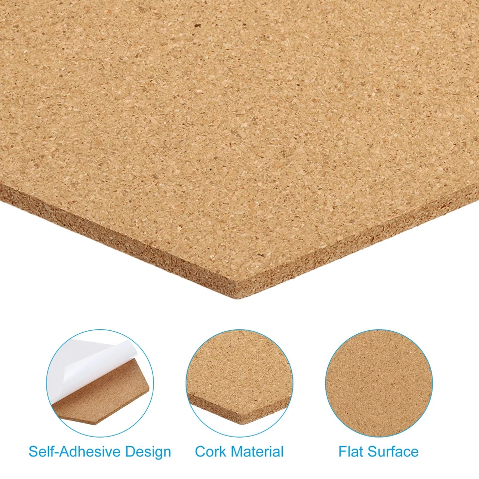 12x10" 1/4" Thick Cork Board Tiles, 2 Pcs Hexagon Bulletin Board - Image 4 of 4
