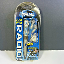 Quasar Radio Pen Fm Am Radio Stereo Earbuds Black Ink Model QP-6 Silver