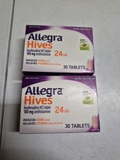 Lot 2 Allegra ANTIHISTAMINE for Hive Itch Relief Hives Reduction 180mg 30ct Each