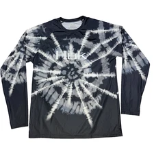 Mens Huk Fishing Performance Shirt Long Sleeve Stretch Tie Dye Gray Size Medium