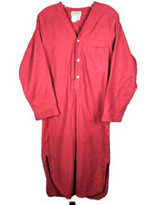 LL Bean Flannel Night Shirt Dress Mens S Red Cotton Pullover Vintage USA Made