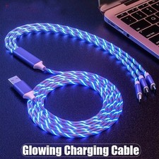 3 in 1 LED Fast Charging Cable Adapter For iPhone Micro USB Type C Charger Cord