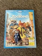 Zootopia Blu-ray DVD Digital HD Disney Animated Family Movie Slipcover Included