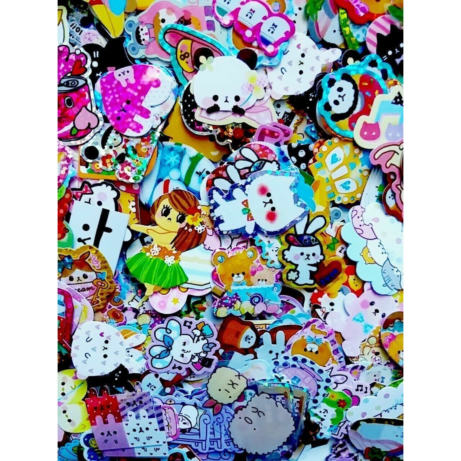 Kawaii Sticker flake 50 Lot Sack san-x Kamio Mind Wave Q-lia Crux + BONUS LOOK