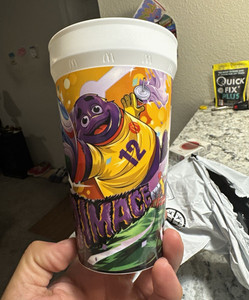 McDonald's Grimace "GRIMACE" Multicolor & White Plastic Cup