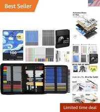 Versatile Sketching Set with 12 Pencil Types & 100 Pages – Travel-Friendly Case