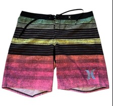 Youth Hurley Multi Color Striped Board Surfer Shorts Size Medium 12/14