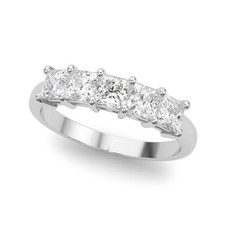 Luxury! DE/VS 2.00 Ct Lab Grown Princess Diamond 5 Stone Eternity Ring Platinum
