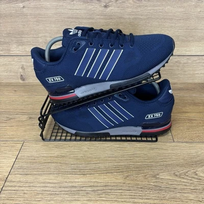 Chaussures Adidas homme taille UK 8 ZX 750 originales baskets bleu marine maille décontractée tissée - Photo 1/4