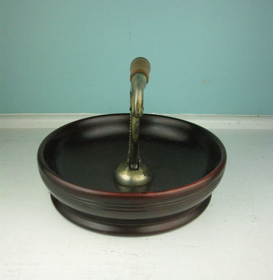 VINTAGE Antique LEVER Action NUTCRACKER Cherry RED WOOD BOWL Metal SPRING Handle - Image 4 of 4