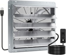 24 in Shutter Exhaust Fan Wall Mounted 5000 CFM Shop Vent Louver Fan Automatic