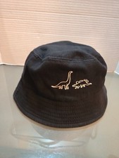 Dinosaur Cartoon Pattern Black Color Hats Apparel Accessory Bucket Hat