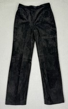 Valerie Stevens Leather Pants Womens 4 Black Suede High Waist Straight Vintage