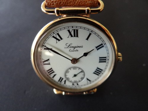 vintage slim mens longines gold plated leather strap quartz