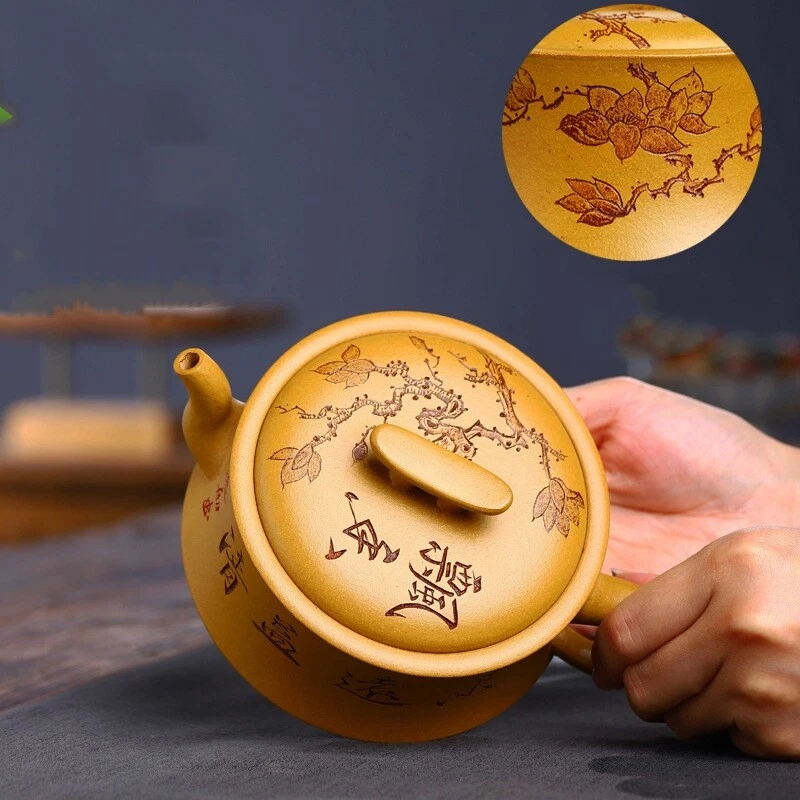 Tetera hecha a mano completa marcada 9 orificios infusores bloqueo de agua olla maestra 10 oz arcilla Duan Foto 4 de 4