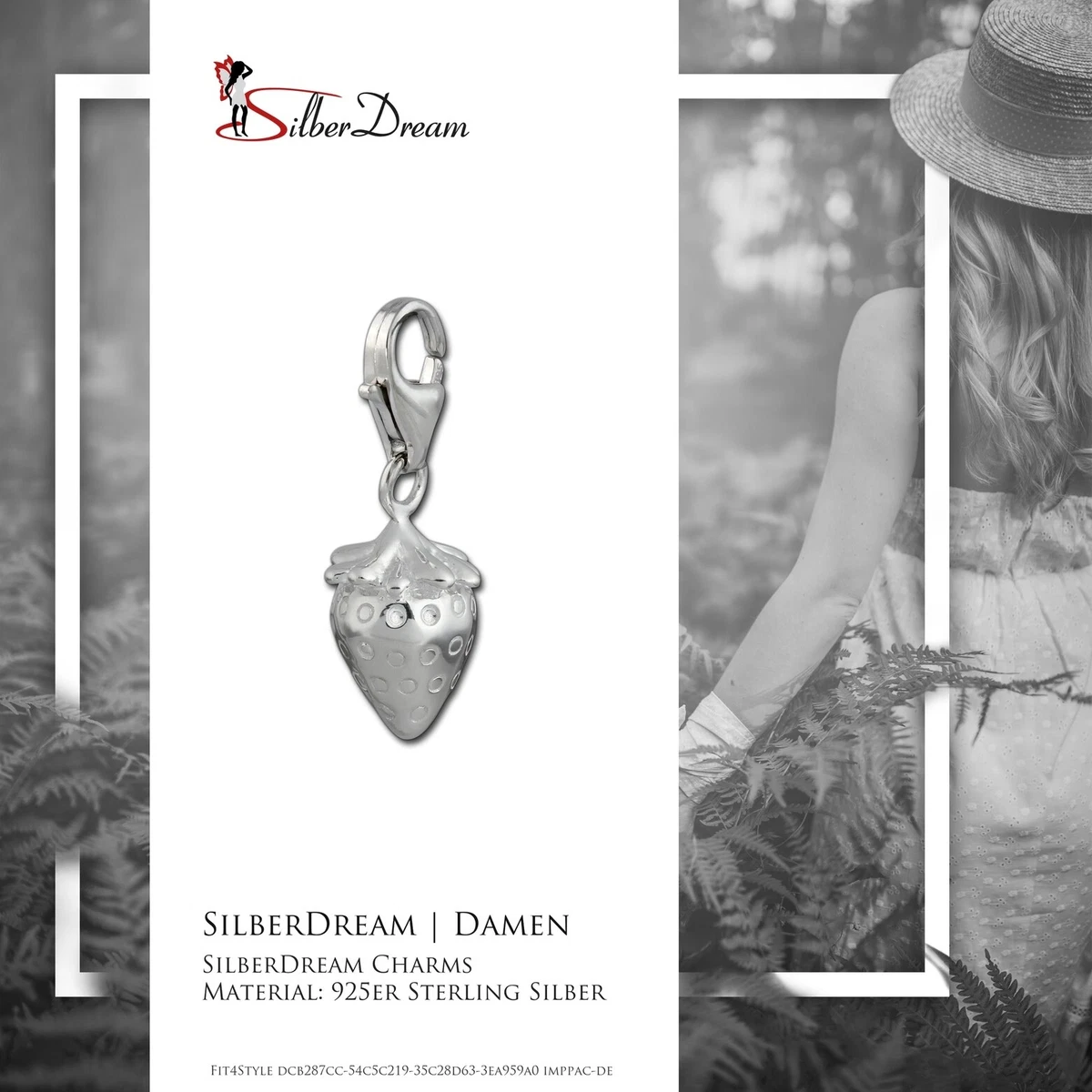 Silberdream Charm 925 Real Silver Bracelet Pendant White
