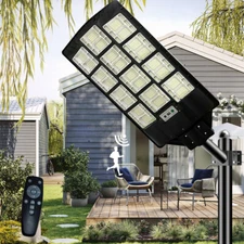 2000W Commercial Solar Street Lights Flood Outdoor IP67 Dusk To Dawn Lamp +Pole