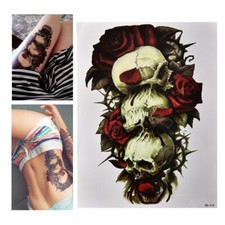 Flash Once Temporary Adhesive Tattoo Skull Rose Gothic Gift Party Vacation